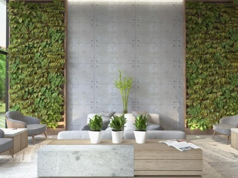 ứng dụng của tường hiệu ứng bê tông