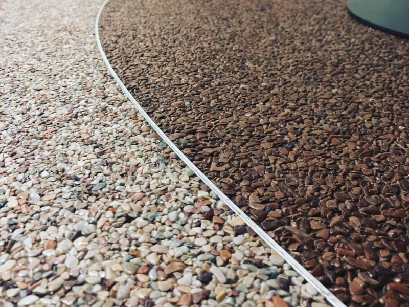 Sàn sỏi polymer với màu sắc bắt mắt từ các hạt cốt liệu (Ảnh sưu tầm)