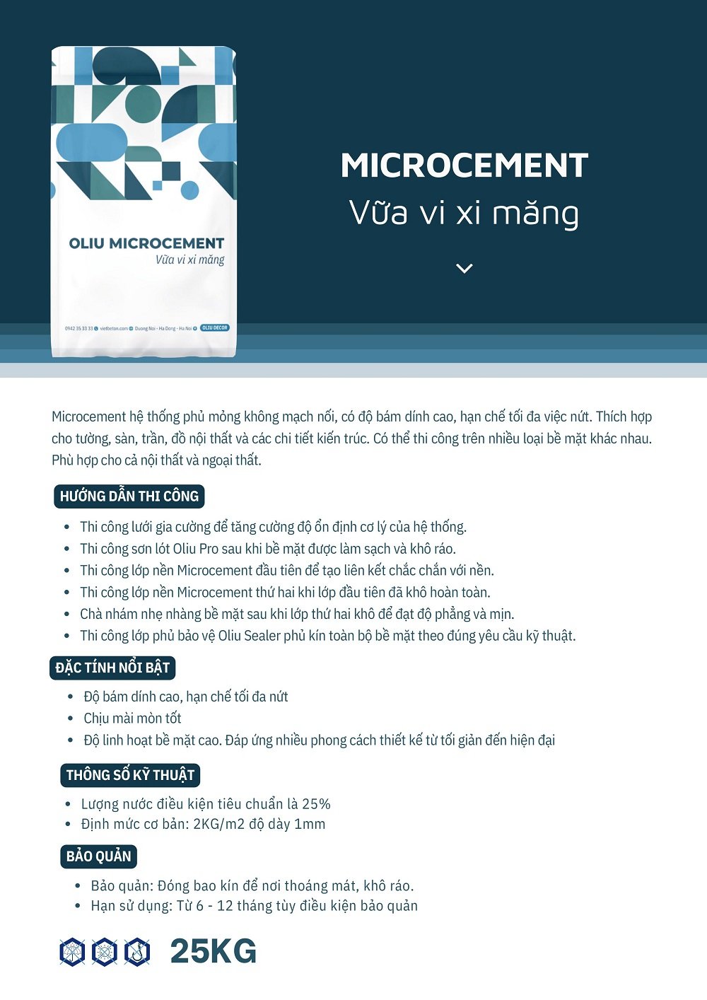 Thông tin cơ bản về vữa vi xi măng OLIU MICROCEMENT